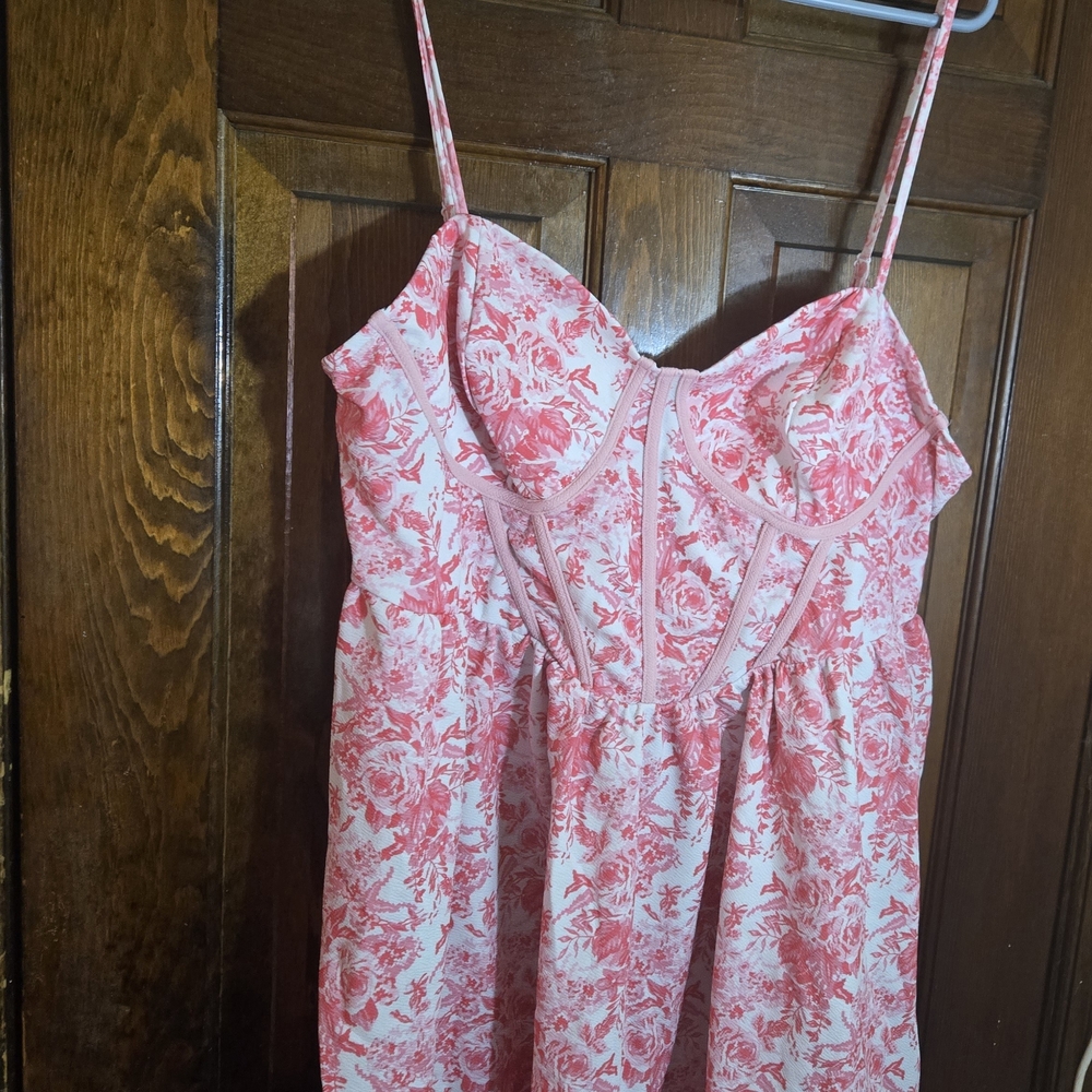 Floral Pink and White Dress